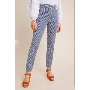 Anthropologie Blue & White The Essential Slim Trousers Size 6